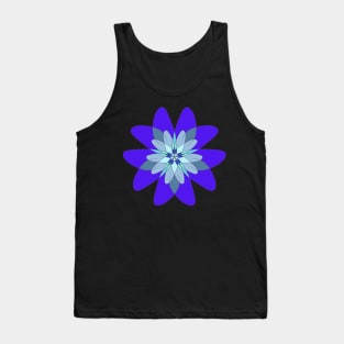 Blue Geometric Flower Tank Top